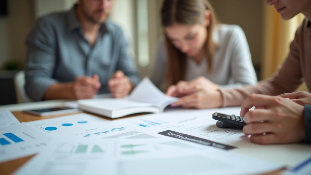 Personnes travaillant ensemble sur un budget financier personnel à Aix-en-Provence, table avec documents et calculatrice