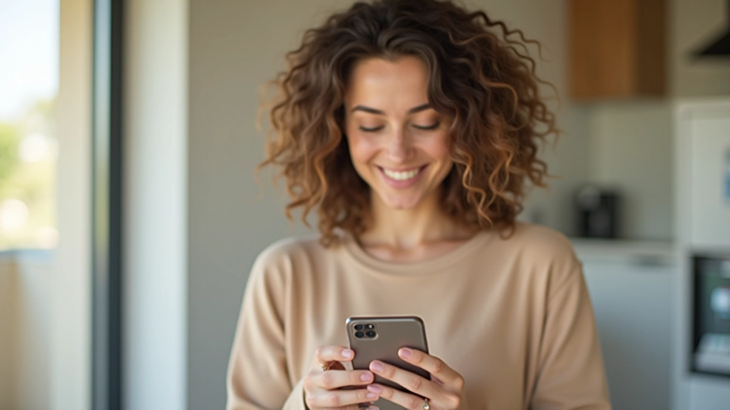 Femme consultant un budget sur son téléphone
